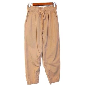 𝅺LOFT Women's 100% Cotton Khaki Paper Bag Style Barrel‎ Legs Cropped Pants XS